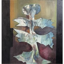 Modern British (Mid 20th century): Abstract Leaf, oil on canvas indistinctly signed and dated '68, 100cm x 95cm