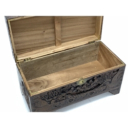 20th century oriental style carved Camphor wood chest