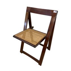 Lloyd Loom design bedroom chair with drawer (W48cm, H84cm); and a mahogany framed folding chair with cane work seat