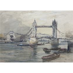 Charles James Lauder (Scottish 1841-1920): Tower Bridge - London, watercolour signed 25cm x 34cm
