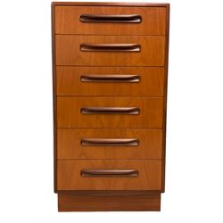 Victor B Wilkins for G-Plan - mid 20th century 'Fresco' teak straight-front chest, rectangular top over six drawers 