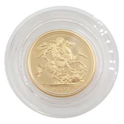 Queen Elizabeth II 2003 gold proof half sovereign coin, cased with certificate