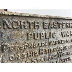 Cast iron North Eastern railway trespass sign 62cm x 92cm