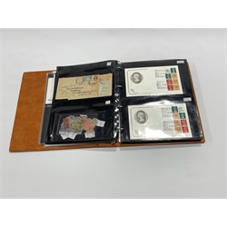 Mixed collection of Great British and World stamps including King George V seahorses, King George VI overprints, Queen Elizabeth II pre-decimal mint blocks, small number of Queen Elizabeth II mint decimal stamps including miniature sheets, two Mercury coin first day covers etc