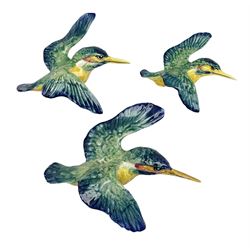 Set of three Beswick Kingfisher wall plaques, flying to the right Model 729 No's 1,2,3