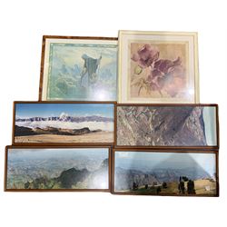 Set four landscape photographic prints together with still life print and religious print (6)