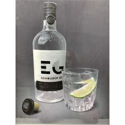 After Colin Wilson (Scottish 1933-): 'Pickering's Gin' and 'Edinburgh Spirit', pair limited edition giclée prints numbered 13/95 and 31/95 respectively, with certificate of authenticity attached verso 30cm x 22cm (2)