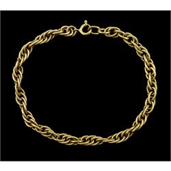 9ct gold fancy rope link bracelet, hallmarked