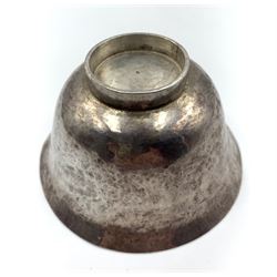 Chinese white metal wine cup with hammered finish, the interior with traces of gilding D10cm