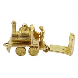 9ct gold steam train pendant/charm, stamped 9.375