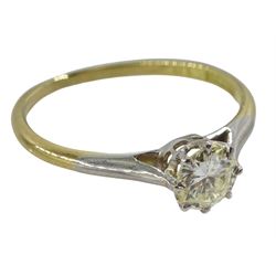 Gold single stone round brilliant cut diamond ring, stamped 18ct Plat, diamond approx 0.30 carat