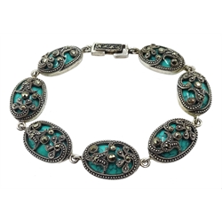 Silver turquoise and marcasite bracelet, stamped 925