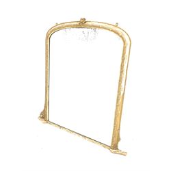 Victorian arched giltwood overmantel mirror, 115cm x 120cm