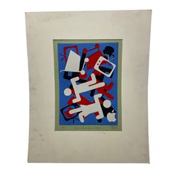 Follower of Stuart Davies (British 1892-1964): Abstract Composition of Figures, artists proof screenprint indistinctly signed and titled 42cm x 31cm (unframed)
