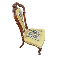 Victorian walnut framed hall chair 