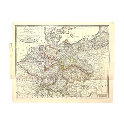 Daniel Friedrich Sotzmann  (German 1754-1840) 'Schauplatz des fiebenjahrigen Krieges' (Scene of the Seven Years War), 19th century engraved map with hand colouring pub. Haude and Spener 39cmx 48cm (unframed)