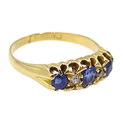 Edwardian 18ct gold five stone sapphire and diamond ring