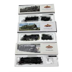 Three Bachmann '00' gauge locomotives, 31-100A Standard 4MT 75059, 32-877 Fairburn Tank 42073 and 32-585 Ivatt Class 4 2-6-0 43106 (3)
