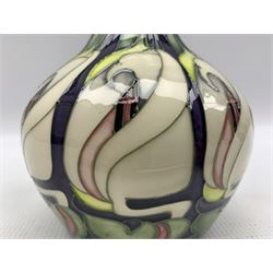 Moorcroft 'Lily Come Home' pattern gourd form vase designed by by Emma Bossons, dated 2008, painted with lilys in colours, signed to base H19cm