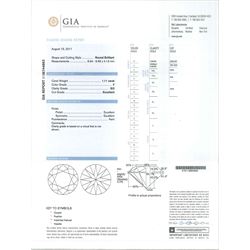 18ct white gold single stone round brilliant cut diamond ring, with diamond set gallery, hallmarked, diamond 1.11 carat, with GIA report