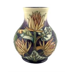 Moorcroft 'Burdock' pattern baluster vase designed by Phil Gibson H16cm