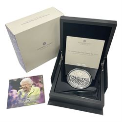 The Royal Mint United Kingdom 2021 'The 95th Birthday of Her Majesty The Queen' five ounce fine silver proof coin, cased with certificate