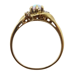 9ct gold opal and diamond ring, hallmarked 