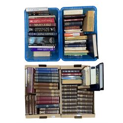 Four boxes of books including Miller's Guides, Antique reference books, Dickens novels, Knife Collectors guide, Encarta Dictionary and other books 