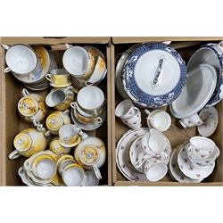 Quantity of Japanese tea ware including lithophaned cups etc, Colclough tea set etc in two boxes