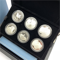 The Royal Mint 2018 'The 100th Anniversary of The First World War' five pound silver proof six-coin set 'A Story in Coins', boxed and cased with certificate