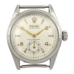 Rolex Oyster Royal gentleman's stainless steel manual wind wristwatch, Ref. 6144, Cal. 700, Serial No. 941949, movement No. 22047, white/cream dial with subsidiary seconds dial 