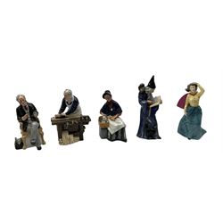 Five Royal Doulton figures comprising New Companion HN2770, The Wizard HN2877,  The Carpenter HN2678, The Doctor HN2858 and limited edition figure Grace Darling HN3089, no. 244/9500 (5)