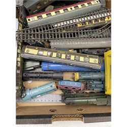 Model Railway including Tri-ang Locomotives, small quantity of track and other accessories, various gauges in two boxes