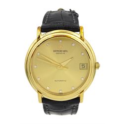 Raymond Weil gold-plated automatic wristwatch, No. 2821, on original leather strap