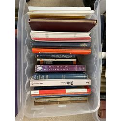 The Musical Educator, five volumes, other books on music, vintage children's books etc in three boxes