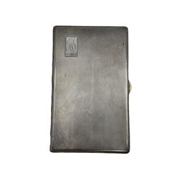Engine turned silver cigarette case by George Ibberson & Co, Sheffield 1952, with inscription to the interior H14cm 7.3oz