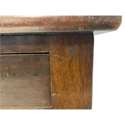 Early 20th century mahogany Ministry of Defence kneehole desk, rectangular top with inset leather writing surface, fitted with four graduating drawers, raised on square tapering supports