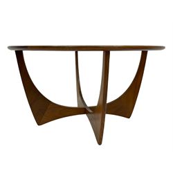 G-Plan 'Astro' circular teak coffee table with glass inset