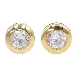 Pair of 9ct gold round cubic zirconia stud earrings, stamped 375