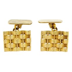 Pair of 9ct gold weave design cufflinks