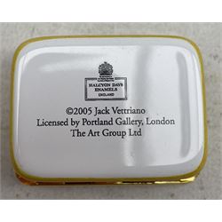 Halcyon days enamel box 'Mad Dogs' inspired by a 1992 oil painting by Jack Vettriano, in original box with leaflet 
