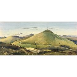 John Hobson Nicholson (British 1911-1988): Plush Hilly Landscape with Tor, watercolour signed 29cm x 67cm
