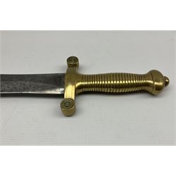  French 1831 pattern 'Gladius' short sword with ribbed brass grip and cross guard stamped 1456, blade length 49cm