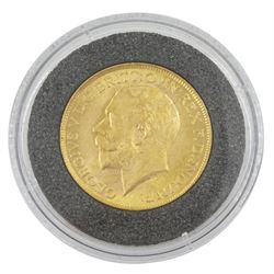 King George V 1918 gold full sovereign coin, Bombay mint
