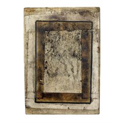 Early 20th century commemorative tile paperweight, of rectangular form with bevelled edges, in treacle glaze, decorated in relief with a bust of Tennyson, 'Born 1809, Died 1899', possibly by Minton Hollins & Co, L12.5cm 