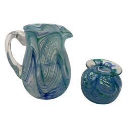 Five Uredale glass goblets, water jug and globular vase (7)