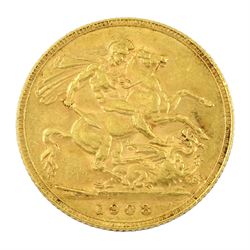 King Edward VII 1908 gold full sovereign 