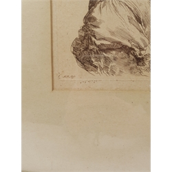 After Giovanni Francesco Barbieri, called Guercino (Italian 1591-1666): Portrait of a Young Boy, etching signed in the plate 25cm x 19cm
