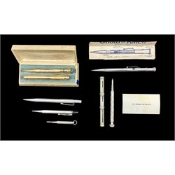 Eversharp Wahl pen gold filled propelling pencil and fountain pen, Onoto propelling pencil, together with various 19th century and later silver-plated propelling pencils 