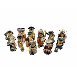 Collection of ten Roy Kirkham character jugs including Night Watchman, Shepherd, Schoolmaster, Squire etc and four other character jugs (14)